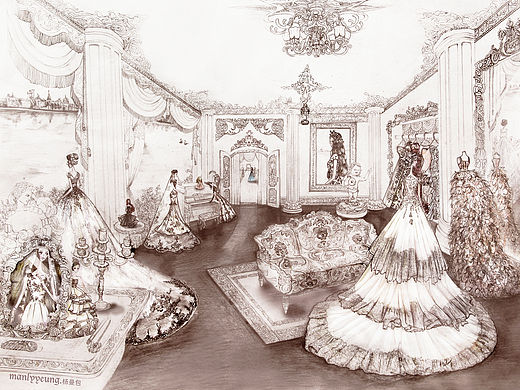 【原创】纯手绘—婚纱场景插画