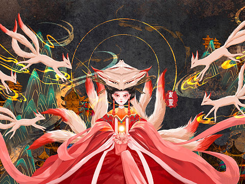 狐嫁（個人主頁-ZNTU0Mjk5ODQ=） - 藝術插畫 - 站酷設計師烏子烏子原創(chuàng)素材 - 站酷ZCOOL