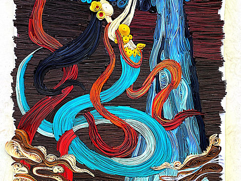 女娲补天 衍纸插画