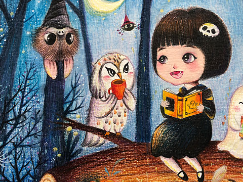 万圣节茶话会（个人主页-ZNTQxMjkyNTI=） - 儿童插画 - 站酷设计师蜜小蜂原创素材 - 站酷ZCOOL