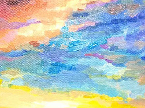 北部灣的夕陽。丙烯畫。（個(gè)人主頁-ZMTkzOTg3MzY=） - 繪畫 - 站酷設(shè)計(jì)師蔚少俠原創(chuàng)素材 - 站酷ZCOOL