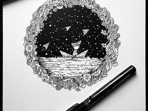 2年前咕噜辛插画-新锐潮流插画黑白装饰画2年前杨三木插画-新锐潮流