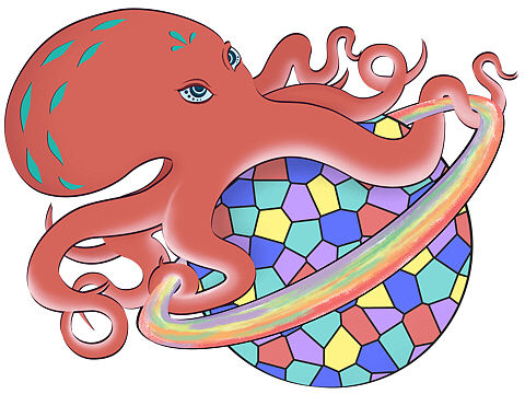土星章鱼插画