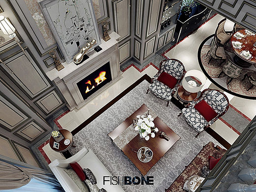 鱼骨设计-美式风格别墅样板房