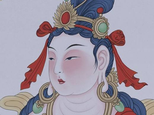 扇面工笔画《南无观世音菩萨菩萨》