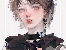 人物插画丨蝴蝶飞过的地方