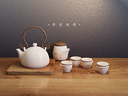 渲染练习-暖色陶瓷组合茶具