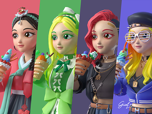 元宇宙虚拟偶像丨冰淇淋少女-伊娃 Eva 系列头像