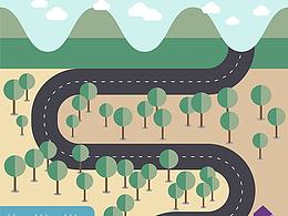 AI制作一个扁平风格矢量地图