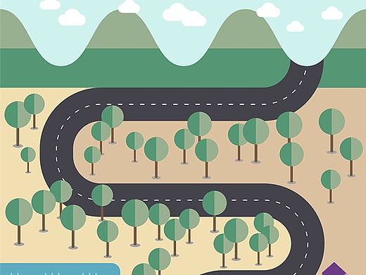 AI制作一个扁平风格矢量地图