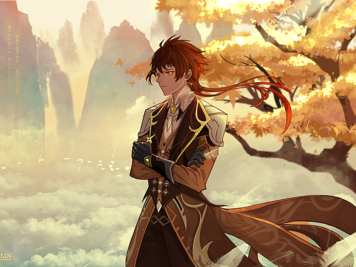 钟离插画-游戏原画201201年前紫藤与紫阳插画-商业插画22001年前夏沫