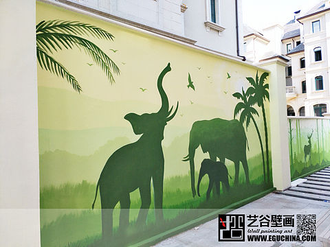 哈尔滨群力溪岸艺墅别墅区外墙彩绘（个人主页-ZMjg1OTg0ODQ=） - 新锐潮流插画 - 站酷设计师哈尔滨艺谷壁画原创素材 - 站酷ZCOOL