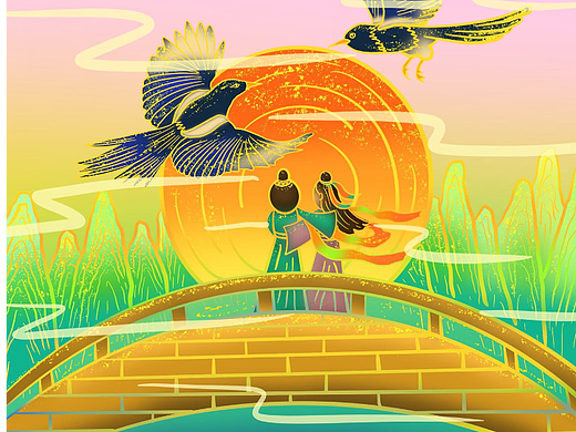 国风-传统节日-七夕（个人主页-ZNjExMzQ0OTY=） - 商业插画 - 站酷设计师栗子晴晴原创素材 - 站酷ZCOOL