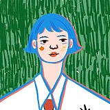 戴眼镜的长发女生可爱动漫卡通插画（悬浮侧栏作者头像） - 原创素材 - 站酷设计师画画的四叶原创素材 - 站酷ZCOOL