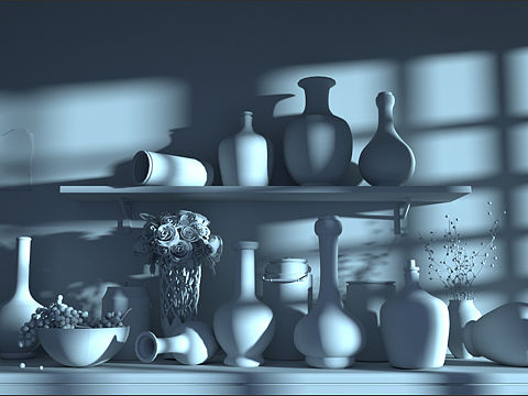 【中国瓷】瓷器陈设图。