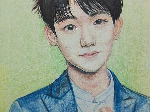 彩铅手绘王源。