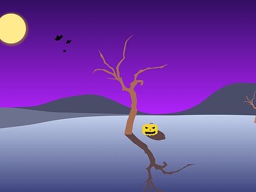 扁平化万圣节插画