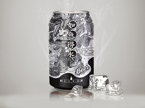 手绘插画啤酒包装设计