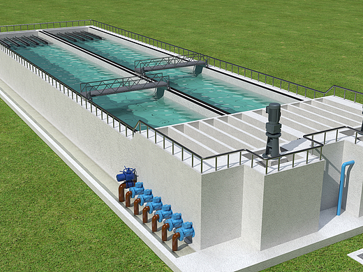 沉淀池3d效果图