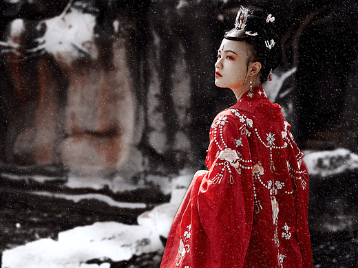 园博园雪景汉服写真