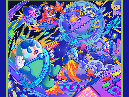 民生银行趣玩星球原创插画-禄禄探星记