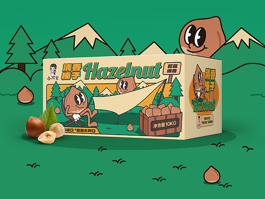 美式卡通插画-坚果零食包装设计