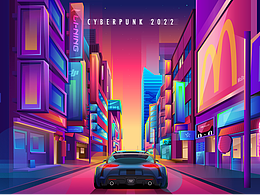 原創(chuàng)商業(yè)插畫｜賽博朋克霓虹都市