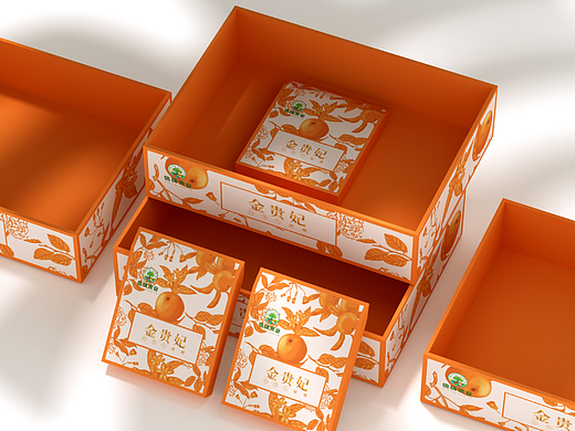 小清新INS风、红美人柑橘插画包装盒、水果通用包装盒