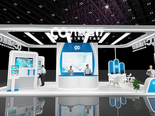 3D效果图设计 生物制药医疗展会展厅效果图设计