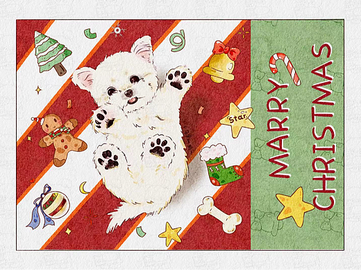 圣诞🎄快乐~水彩小狗（个人主页-ZNjcyMzczODQ=） - IP形象 - 站酷设计师一只简单的猫猫原创素材 - 站酷ZCOOL