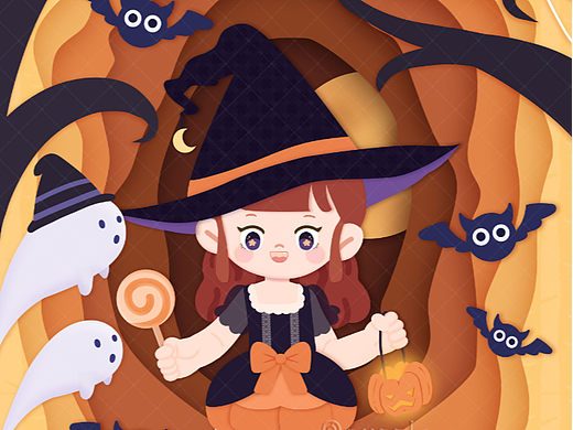 剪纸风插画｜注意！🎃万圣节有魔女出没