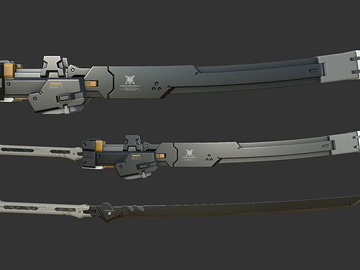 【3dmax建模】零基础武器刀模型制作教程。模型uv贴图