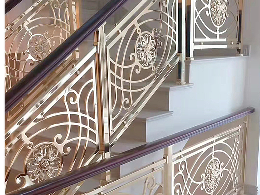 电镀工艺铜铝雕花楼梯护栏