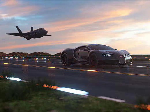 布加迪PK猛禽 三维动画