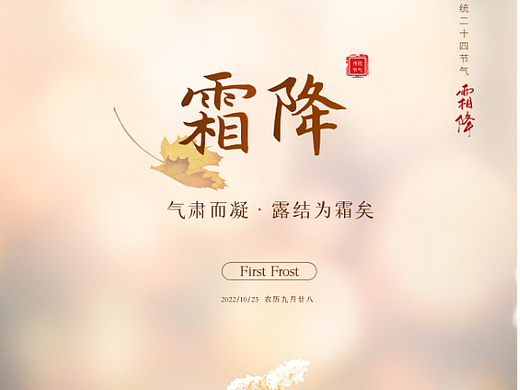 2022霜降24节气海报企业借势营销节日简约商务海报清新