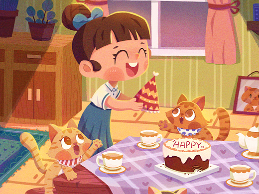 生日派對(duì)（個(gè)人主頁(yè)-ZNTk3NTg4MDQ=） - 兒童插畫(huà) - 站酷設(shè)計(jì)師菠蘿蝦球原創(chuàng)素材 - 站酷ZCOOL