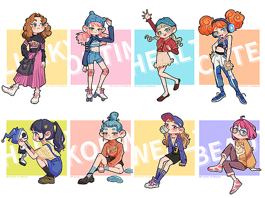 甜酷女孩人物插画