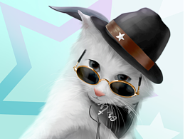 酷酷的猫咪，宠物插画，宠物肖像定制