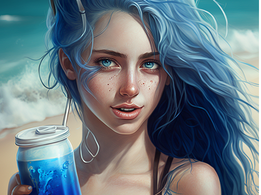 海滩上的少女