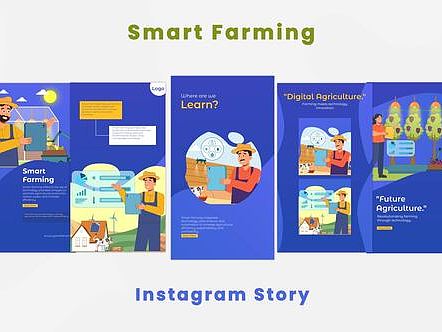 AE模板 | 竖屏动态动漫智能农业技标题介绍生产团队