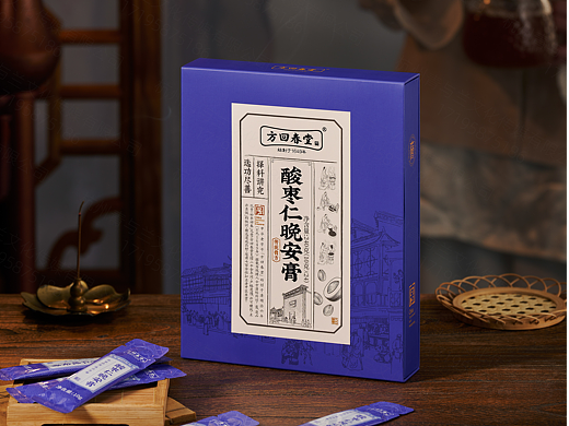 方回春堂酸枣仁膏#中药饮品拍摄#助眠保健品夜景拍摄