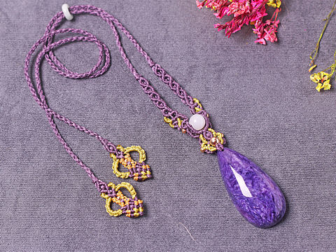 紫龙晶Macrame吊坠