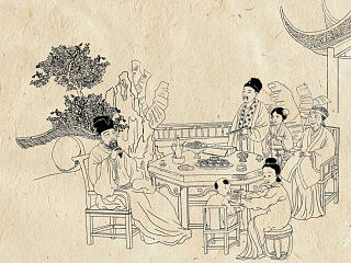 中秋节月饼盒包装插画