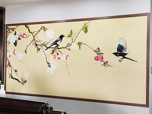 小画一个家装墙绘，汕头家装背景墙壁墙绘，附过程照片