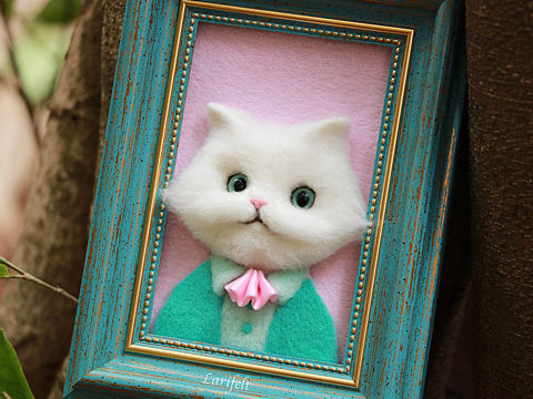 【lari手作】羊毛毡复古阿猫相框