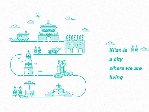 线性图标-43℃的西安