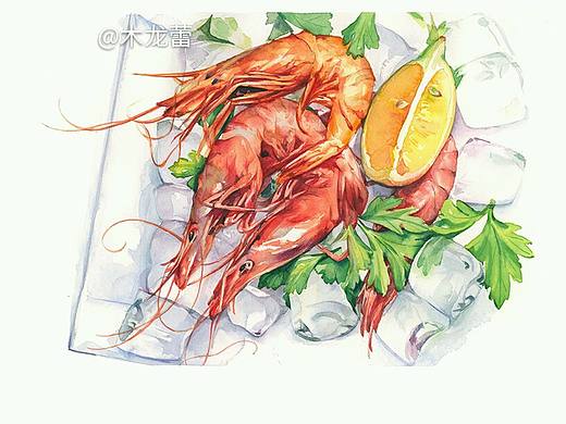 圣诞晚餐 水彩插画