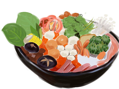 麻辣烫美食插画食物手绘板绘涂鸦速涂