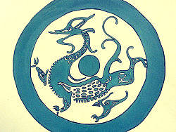 秦汉瓦当 四神兽图案。