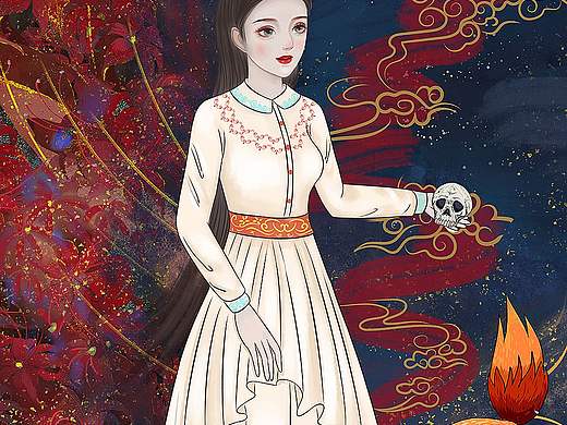 ps原创插画聊斋志异之婴宁 同人插画
